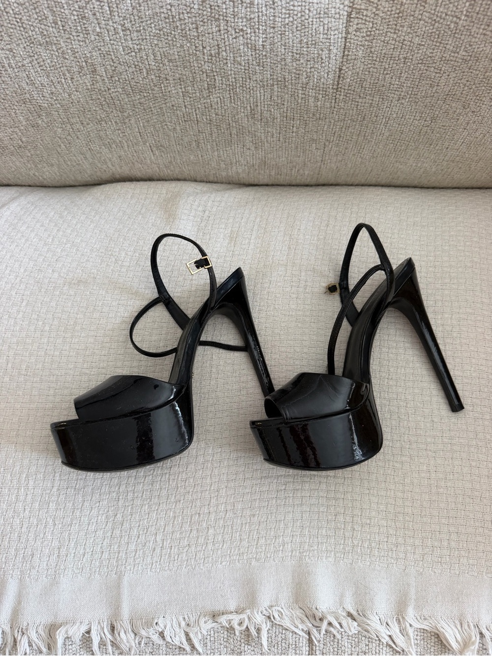 Schutz Black Platform Slingback Heels